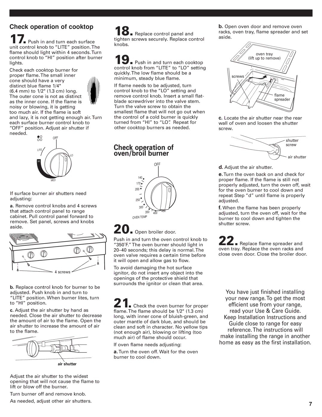 Whirlpool 98015194 installation instructions Check operation of oven/broil burner 