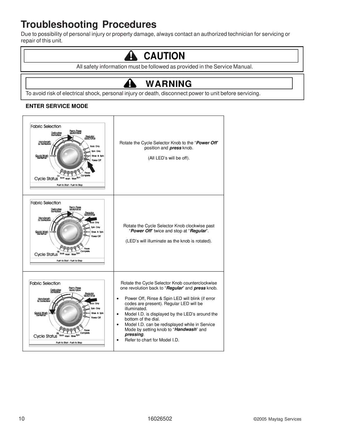 Whirlpool AAV4000AW manual Enter Service Mode 