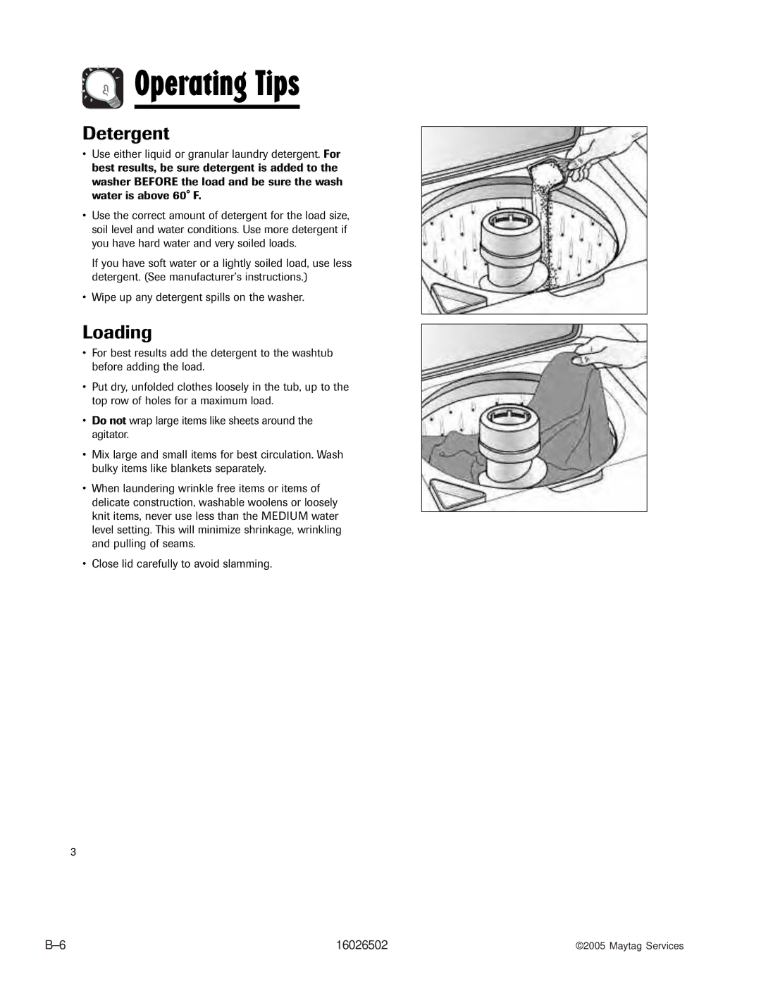 Whirlpool AAV4000AW manual Detergent, Loading 