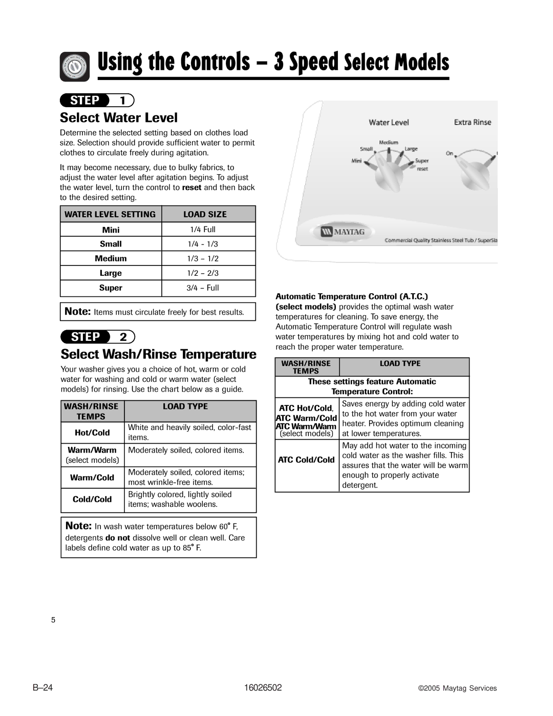 Whirlpool AAV4000AW manual Using the Controls 3 Speed Select Models 