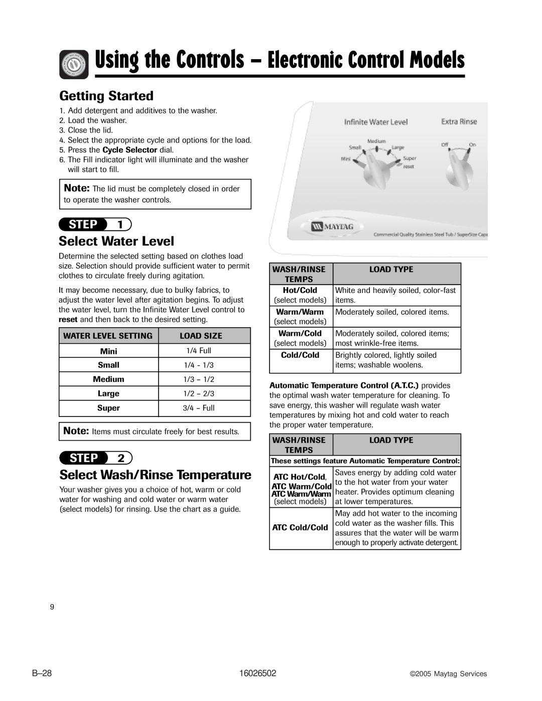 Whirlpool AAV4000AW manual Hot/Cold White and heavily soiled, color-fast 