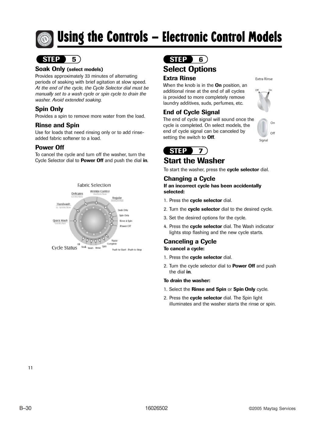 Whirlpool AAV4000AW manual Select Options 