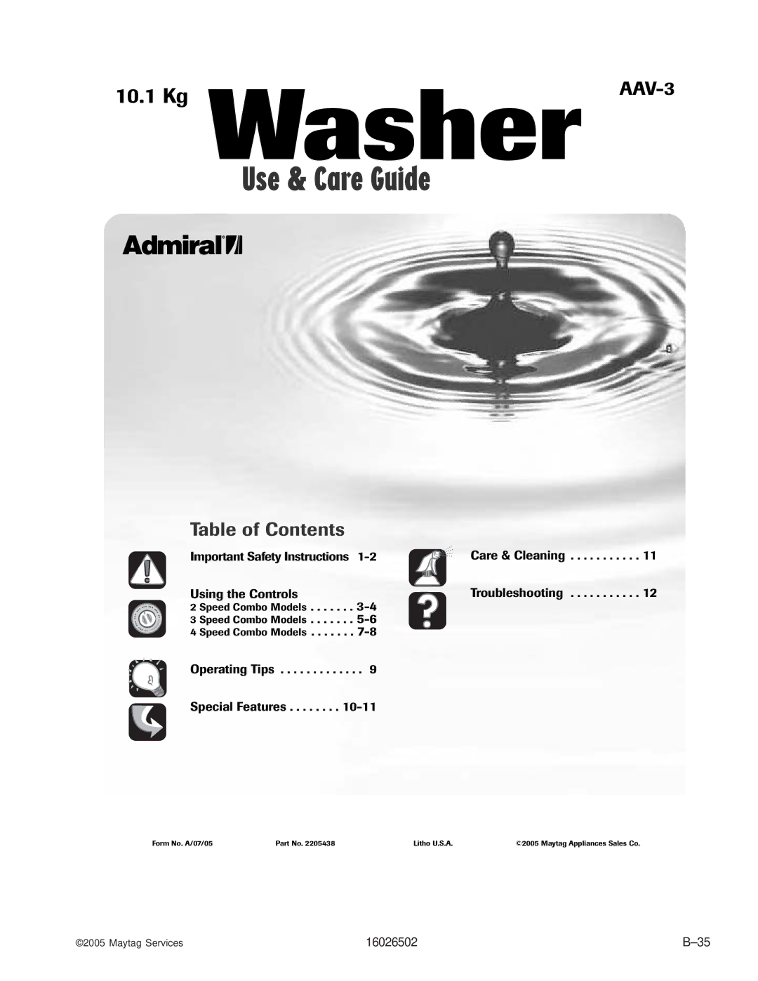 Whirlpool AAV4000AW manual Use & Care Guide 