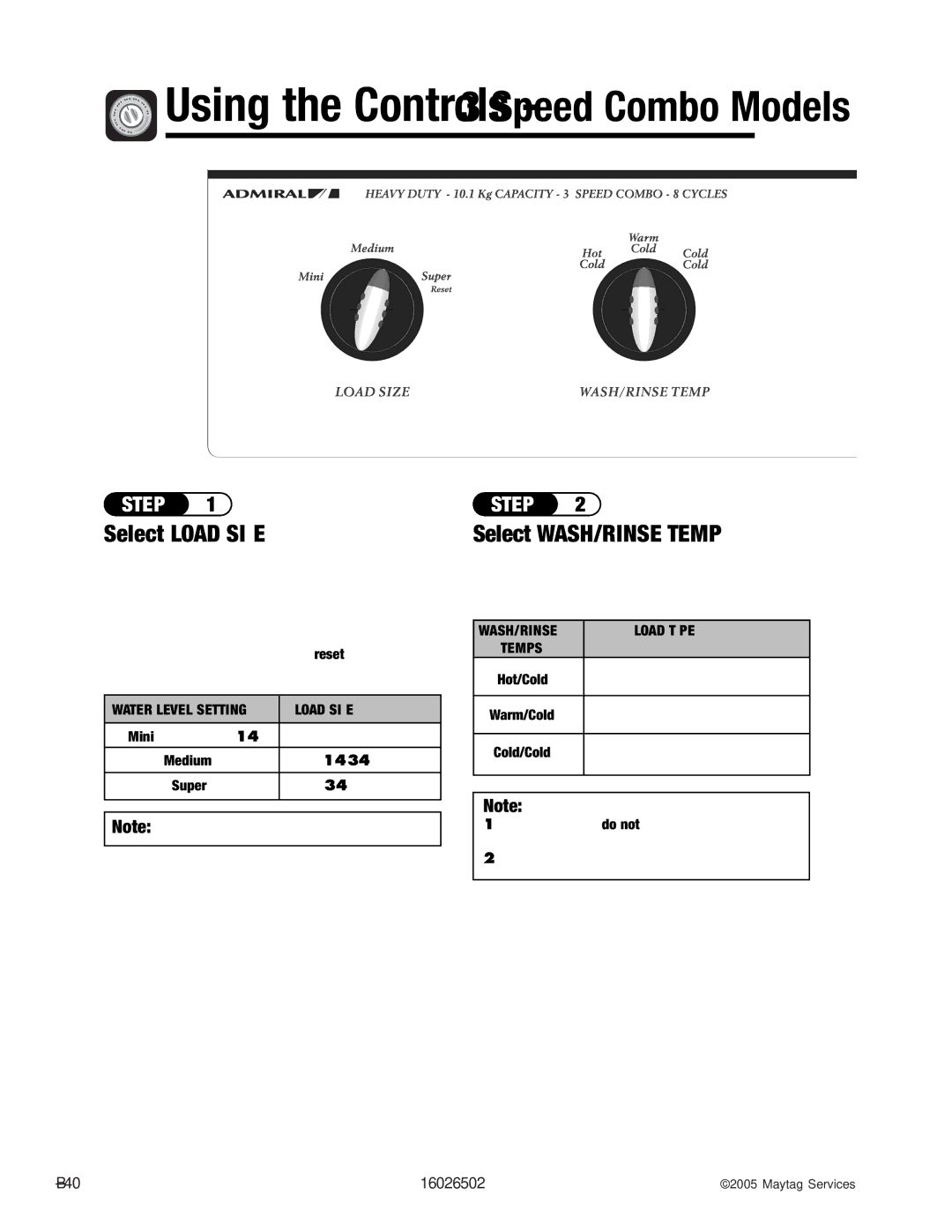 Whirlpool AAV4000AW manual Using the Controls 3 Speed Combo Models, Select WASH/RINSE Temp 