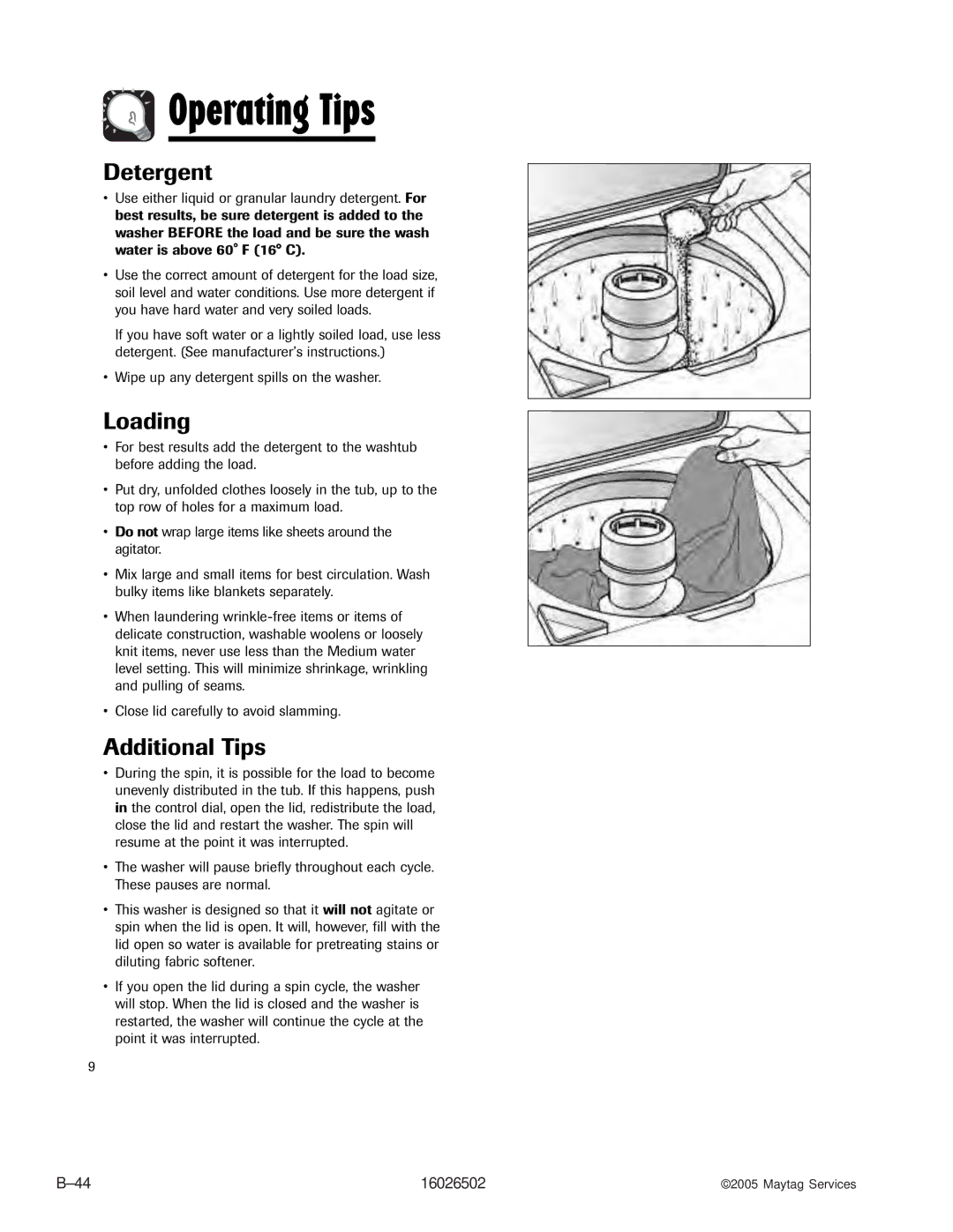 Whirlpool AAV4000AW manual Operating Tips 