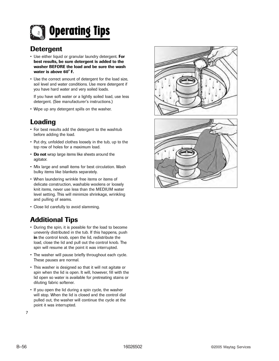 Whirlpool AAV4000AW manual Operating Tips 