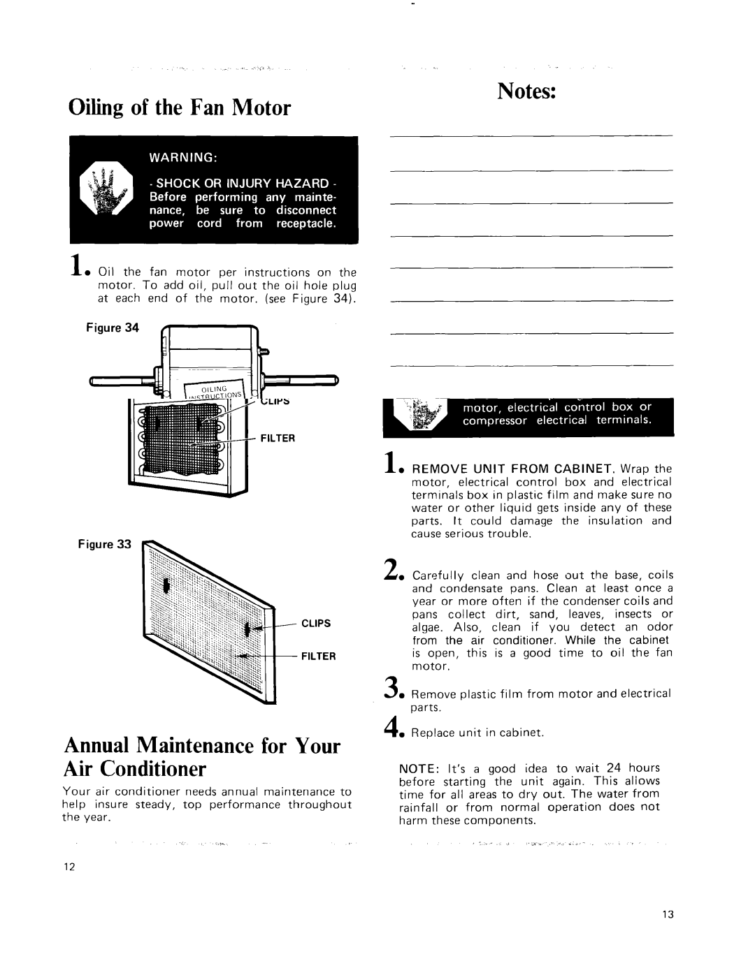 Whirlpool ACC602XP0 manual Oiling of the Fan Motor 