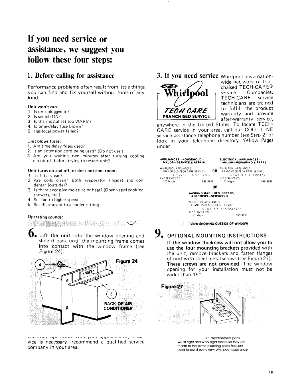 Whirlpool ACC602XP0 manual Before calling for assistance 