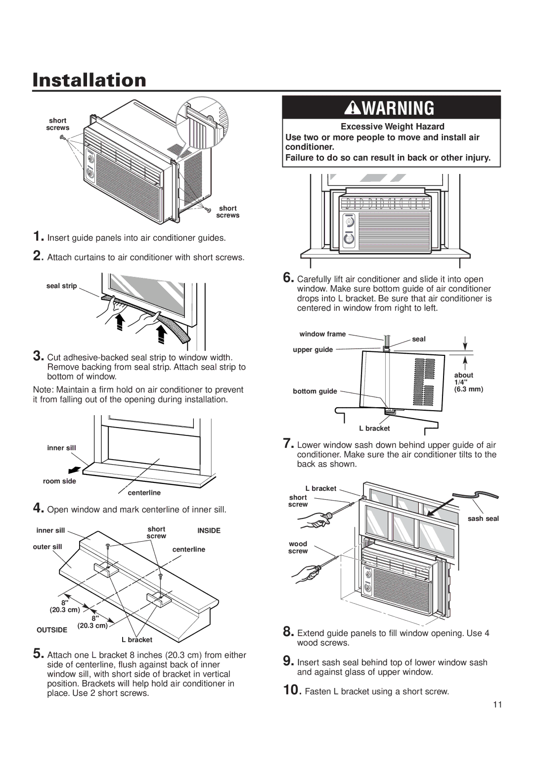 Whirlpool ACD052PK0 installation instructions Installation 