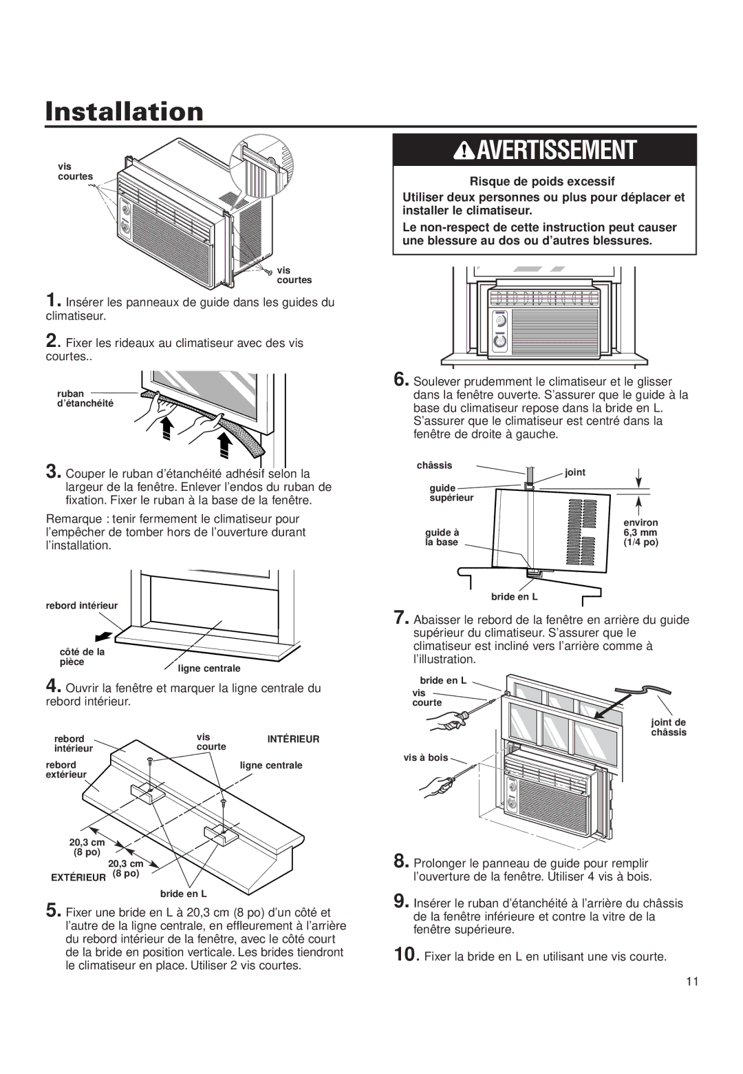 Whirlpool ACD052PK0 installation instructions Intérieur 