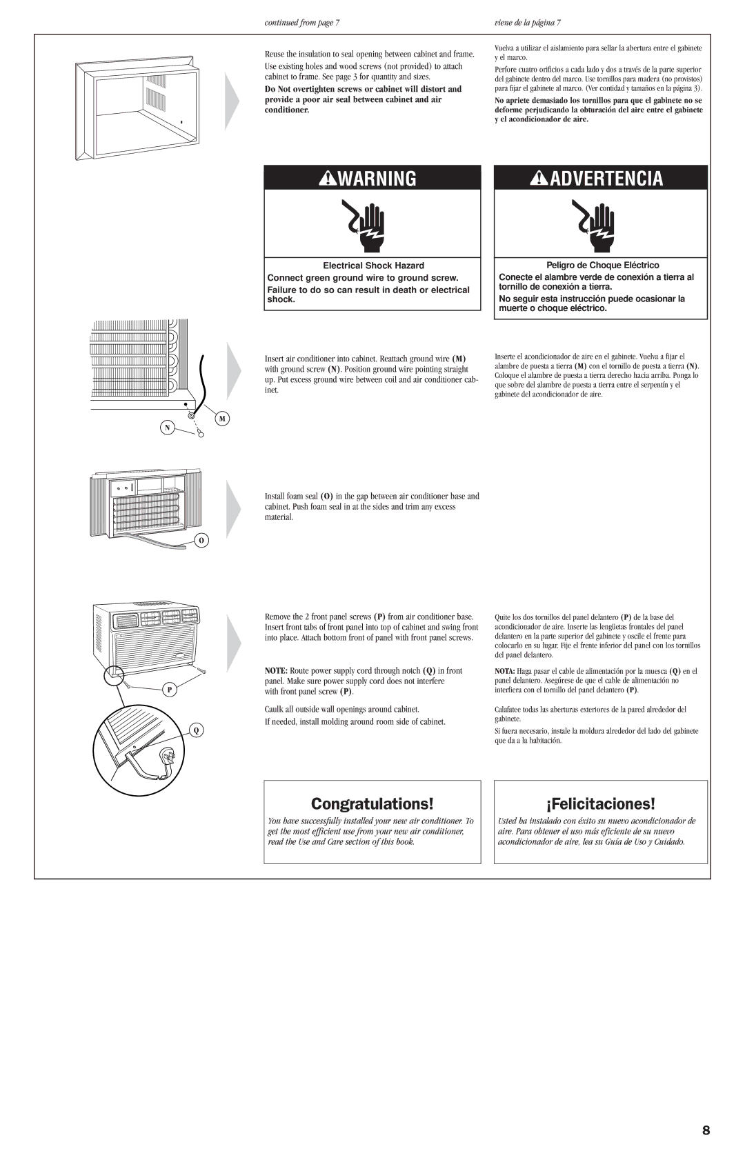 Whirlpool ACE082XH0 manual Congratulations 