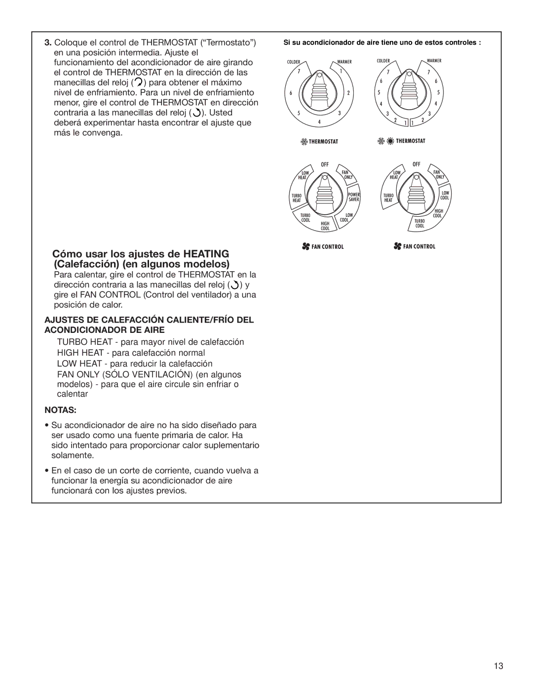 Whirlpool ACE184XL0 manual Notas 