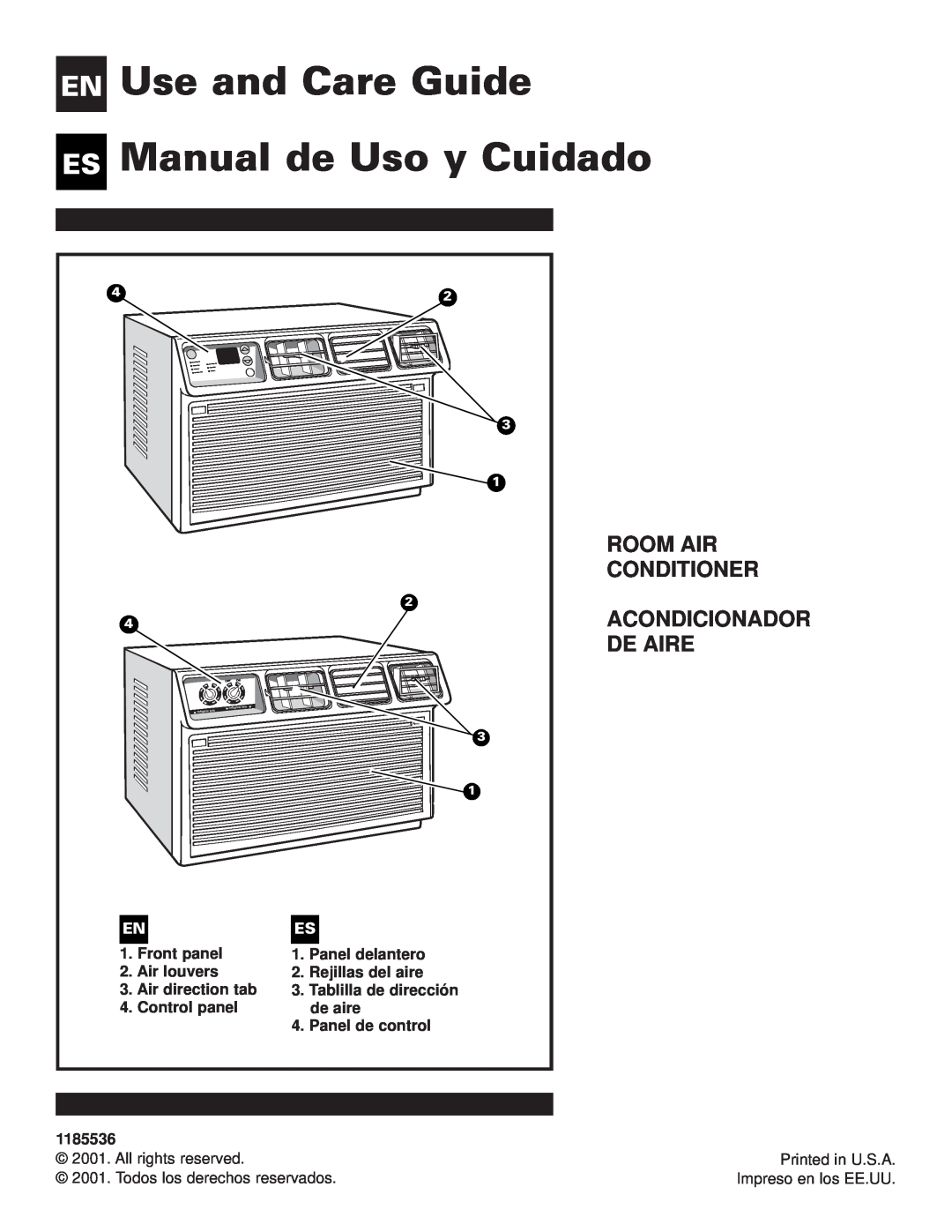 Whirlpool ACE184XL0 manual Use and Care Guide Manual de Uso y Cuidado, En Es, Room Air Conditioner Acondicionador De Aire 