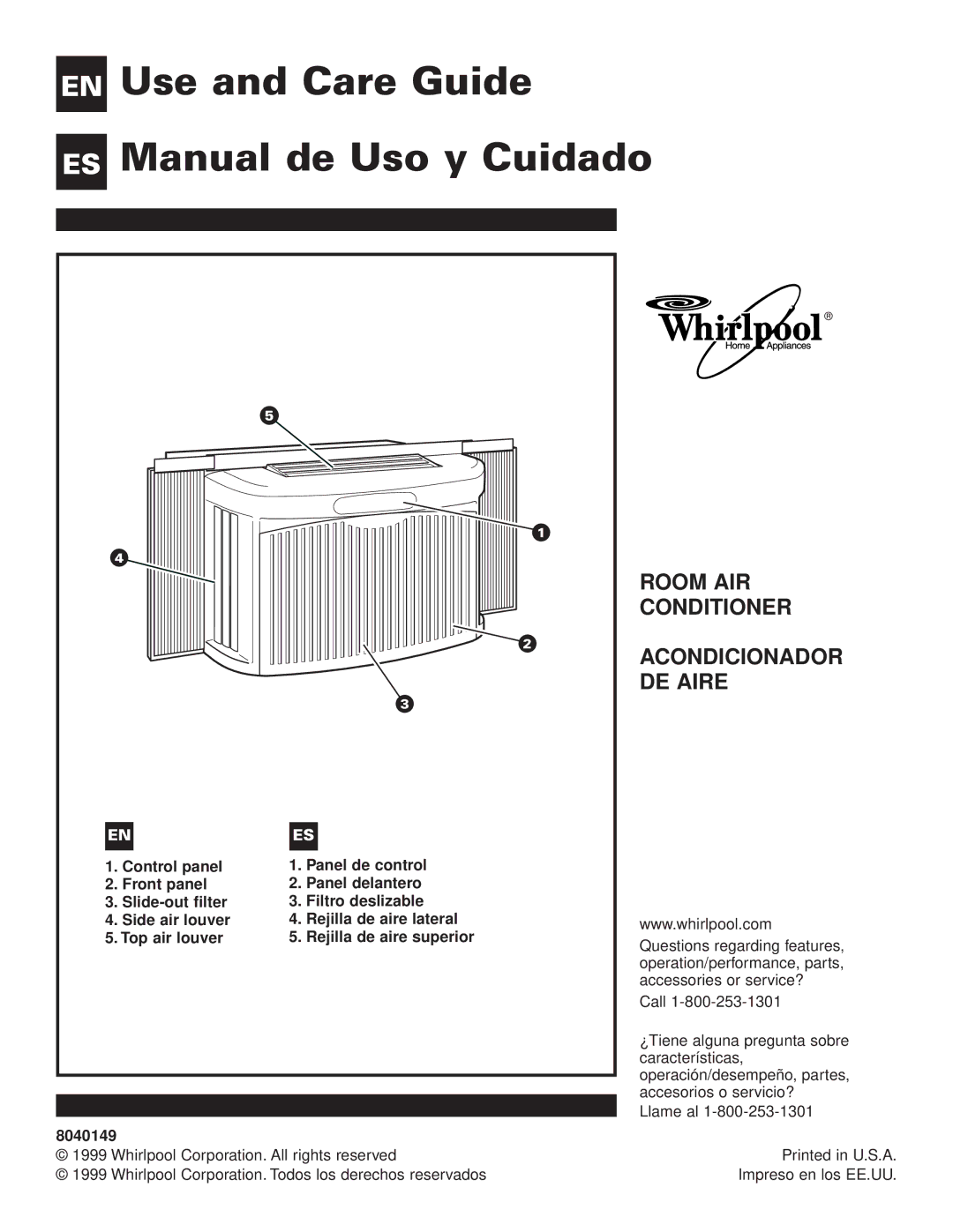 Whirlpool ACG052XJ0 manual Use and Care Guide Manual de Uso y Cuidado, 8040149 