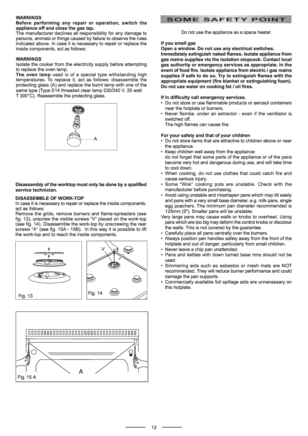 Whirlpool ACG902IX manual Some Safety Point, Warnings, Disassemble Of Work-Top, If you smell gas 