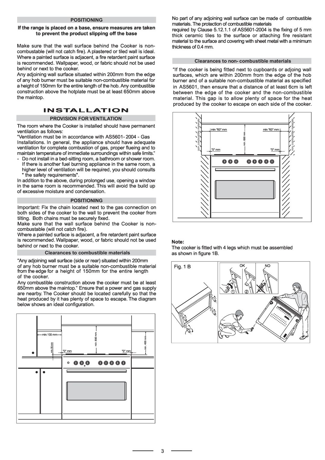 Whirlpool ACG902IX manual Installation, Positioning, If the range is placed on a base, ensure measures are taken 