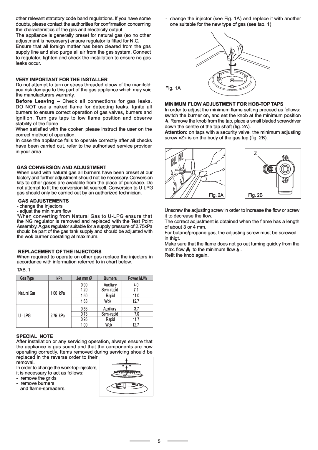 Whirlpool ACG902IX manual Very Important For The Installer, Gas Conversion And Adjustment, Gas Adjustements, Special Note 