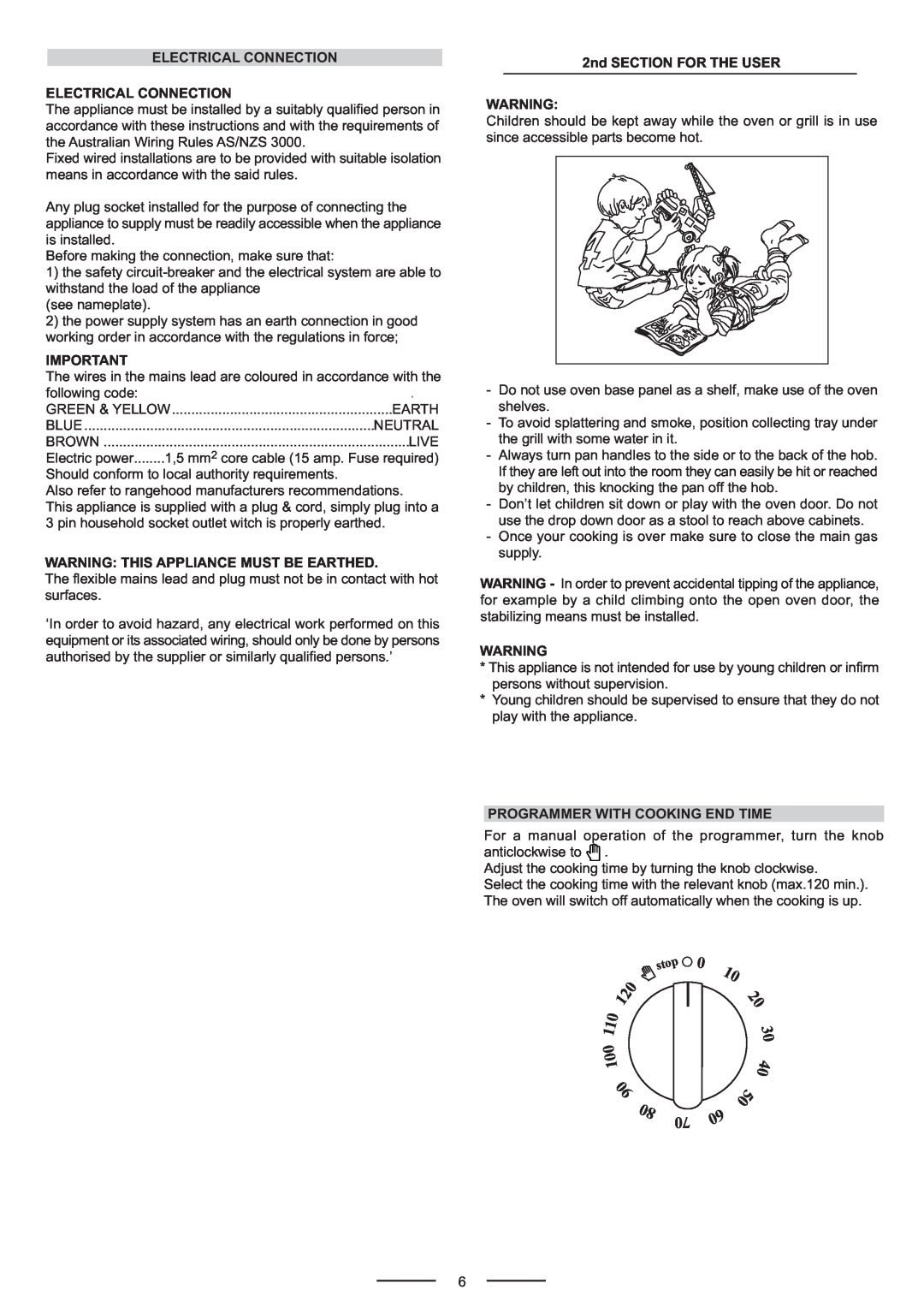 Whirlpool ACG902IX manual Electrical Connection Electrical Connection, Warning This Appliance Must Be Earthed 