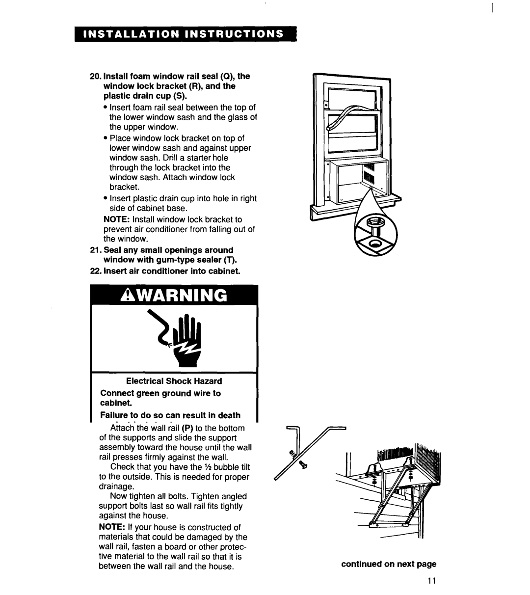 Whirlpool ACM 152XE0, ACM244XE0, ACM184XE0 important safety instructions 