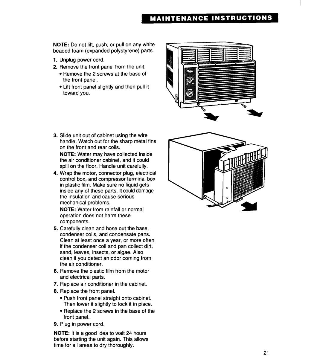 Whirlpool ACM 152XE0, ACM244XE0, ACM184XE0 important safety instructions 