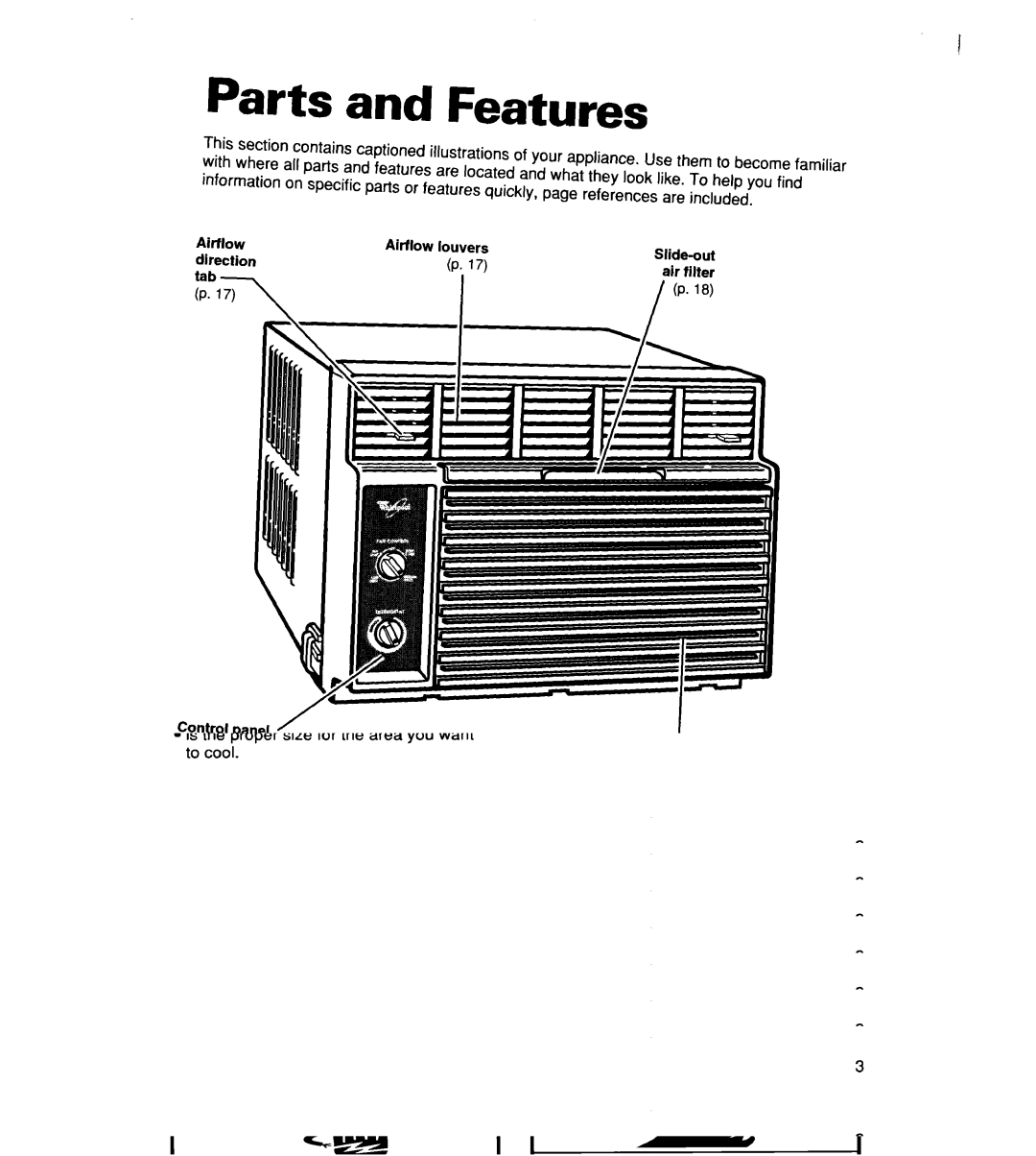 Whirlpool ACM 152XE0, ACM244XE0, ACM184XE0 important safety instructions Parts and Features 