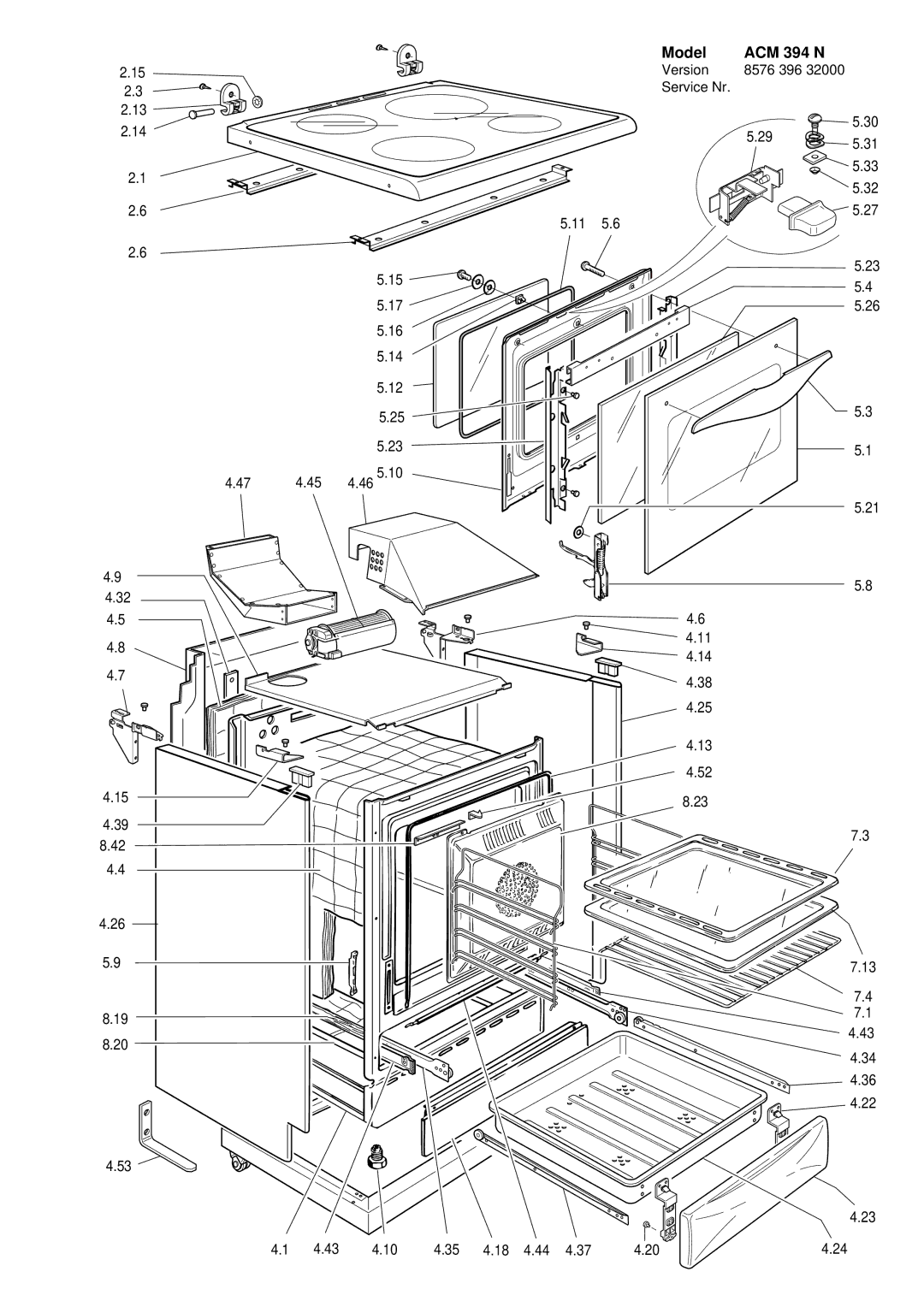 Whirlpool ACM 394 N service manual Model 