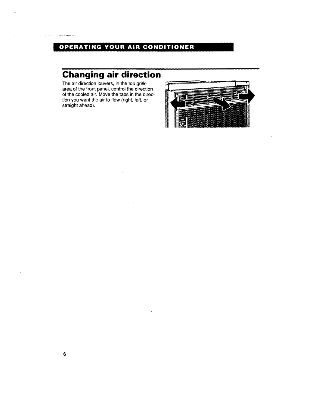 Whirlpool ACM122, ACM102 warranty Changing air direction 