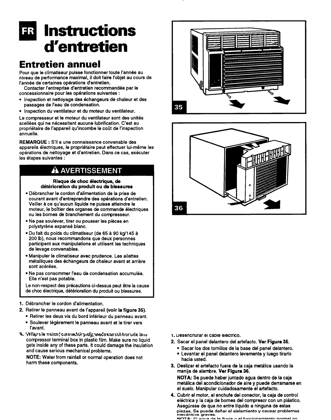 Whirlpool ACM184XA0 manual QlInstructions d’entretien, Entretien annuel, Ces composants 