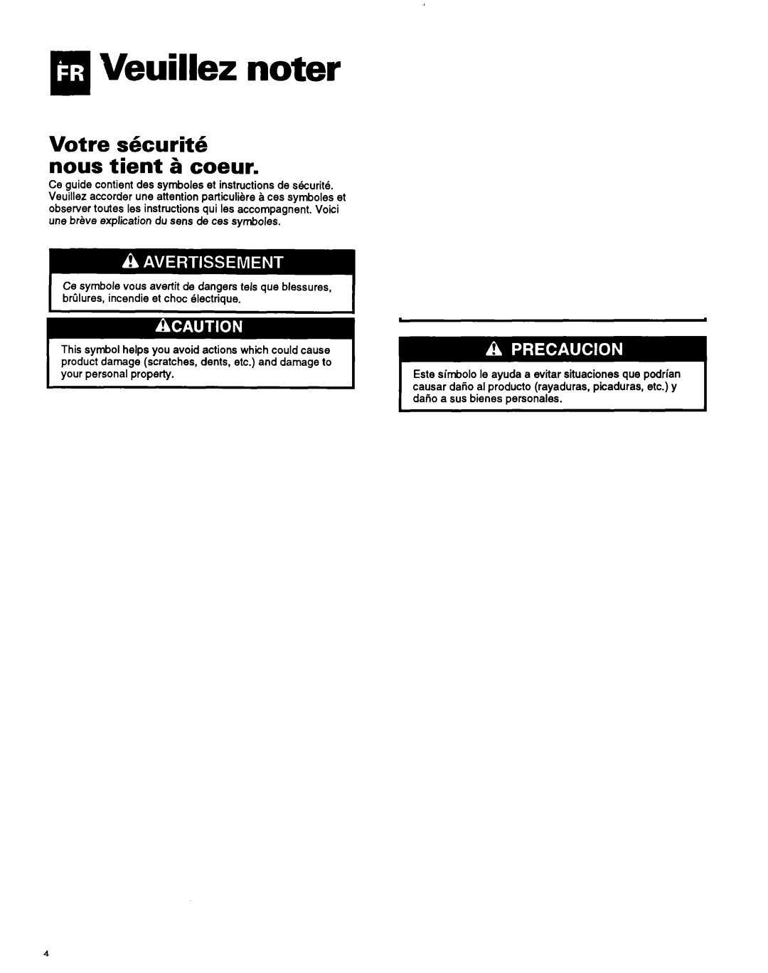 Whirlpool ACM184XA0 manual QlVeuillez noter, Votre s6curitQ Nous tient 2 coeur 