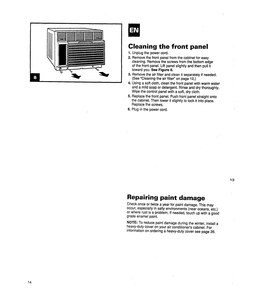 Whirlpool ACM184XE1 manual Cleaning the front panel, Normal operating sounds, Repairing paint damage 