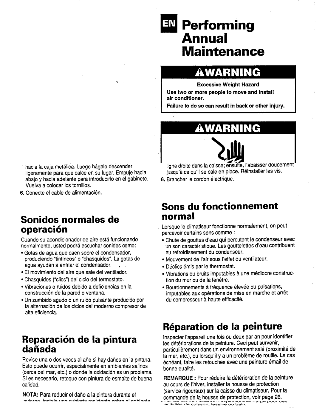 Whirlpool ACM184XE1 manual Ia Performing Annual Maintenance, Electrical Shock Hazard Unplug before doing any maintenance 