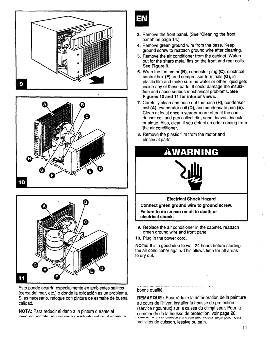 Whirlpool ACM184XE1 manual Remove the front panel. See Cleaningthe front panel on 