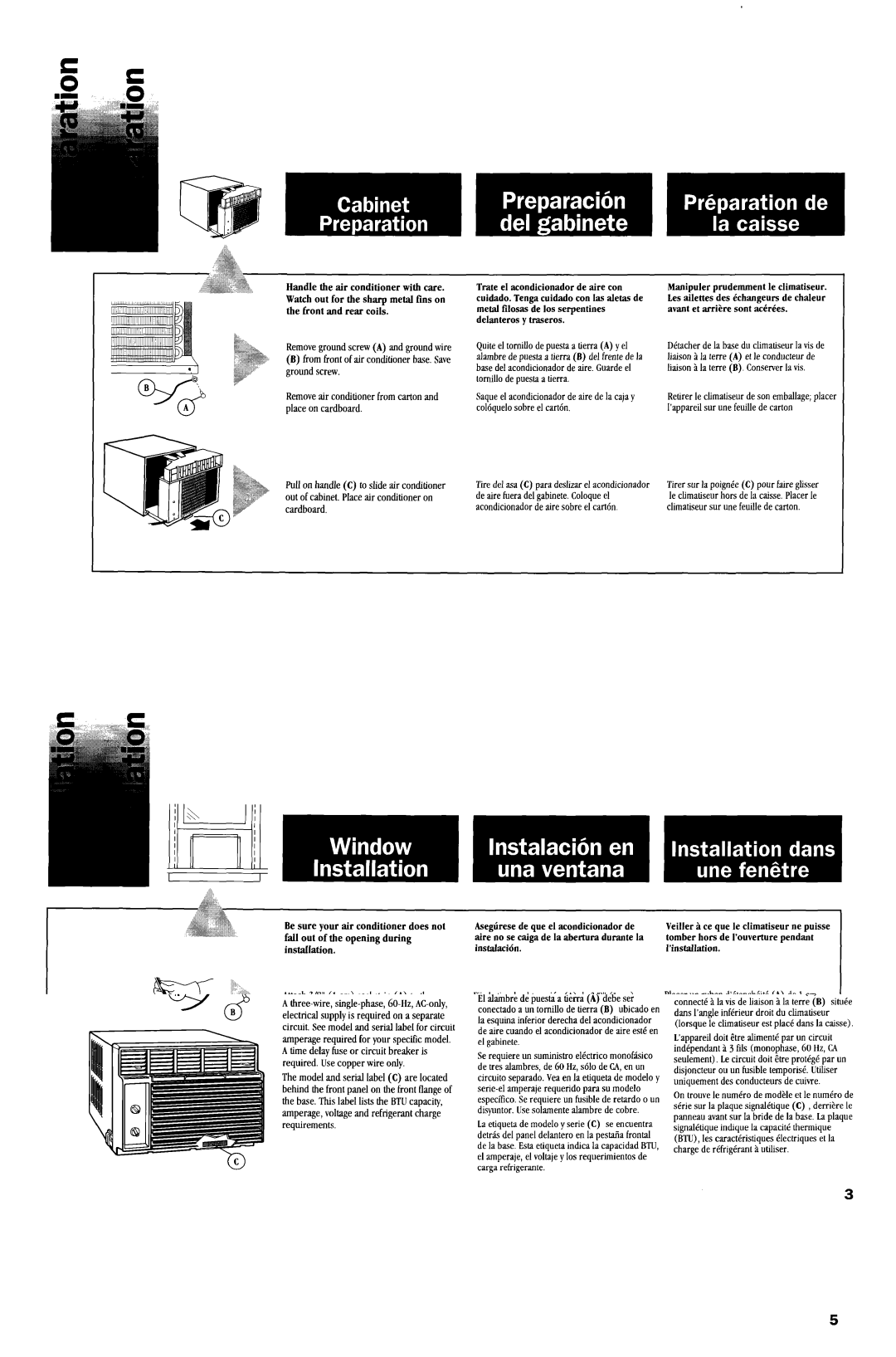 Whirlpool ACM184XE1 manual RemovegroundscrewA andgroundwire, Trate el acondicionador de aire con 