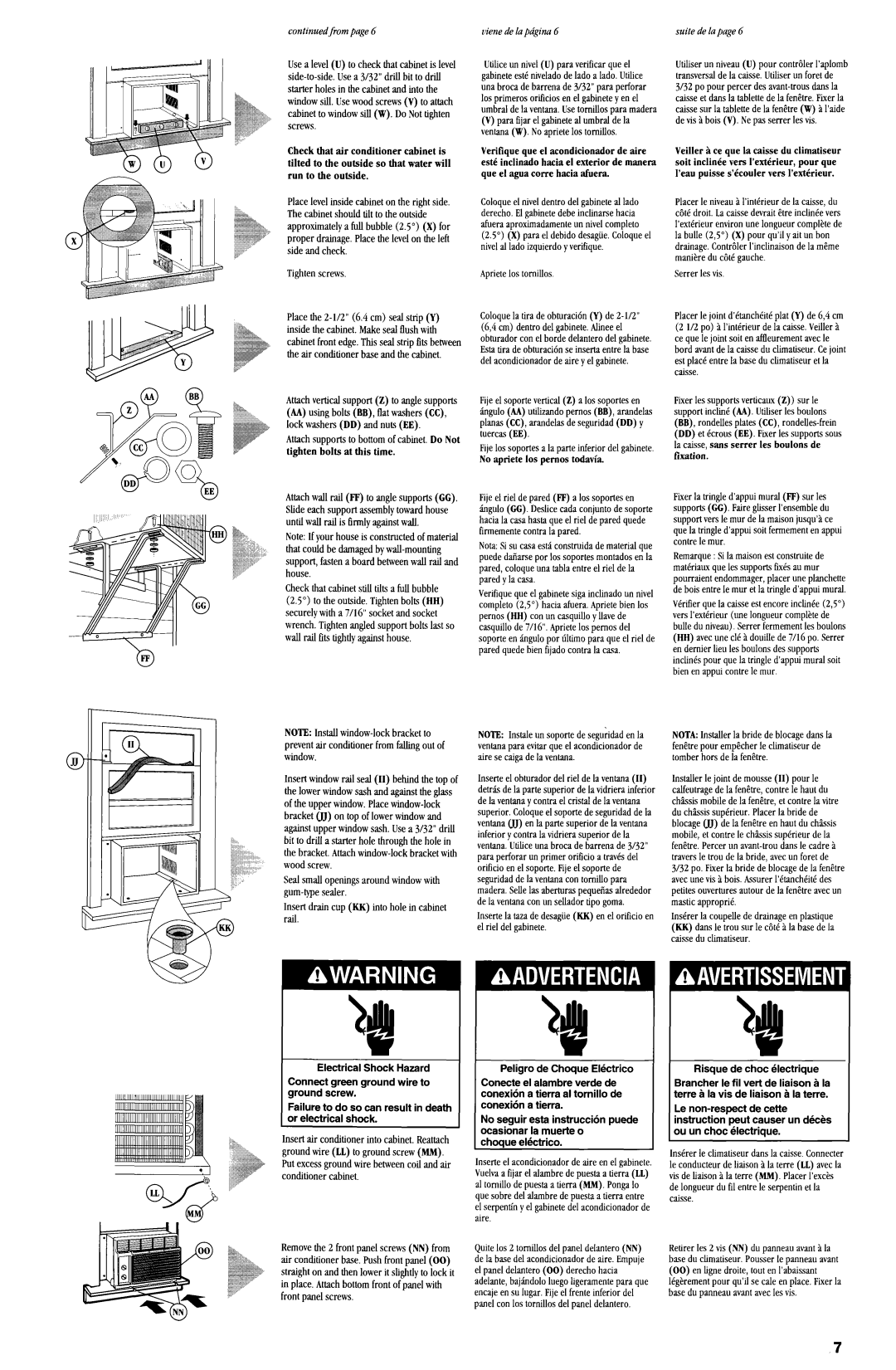 Whirlpool ACM184XE1 manual Tightenscrews 