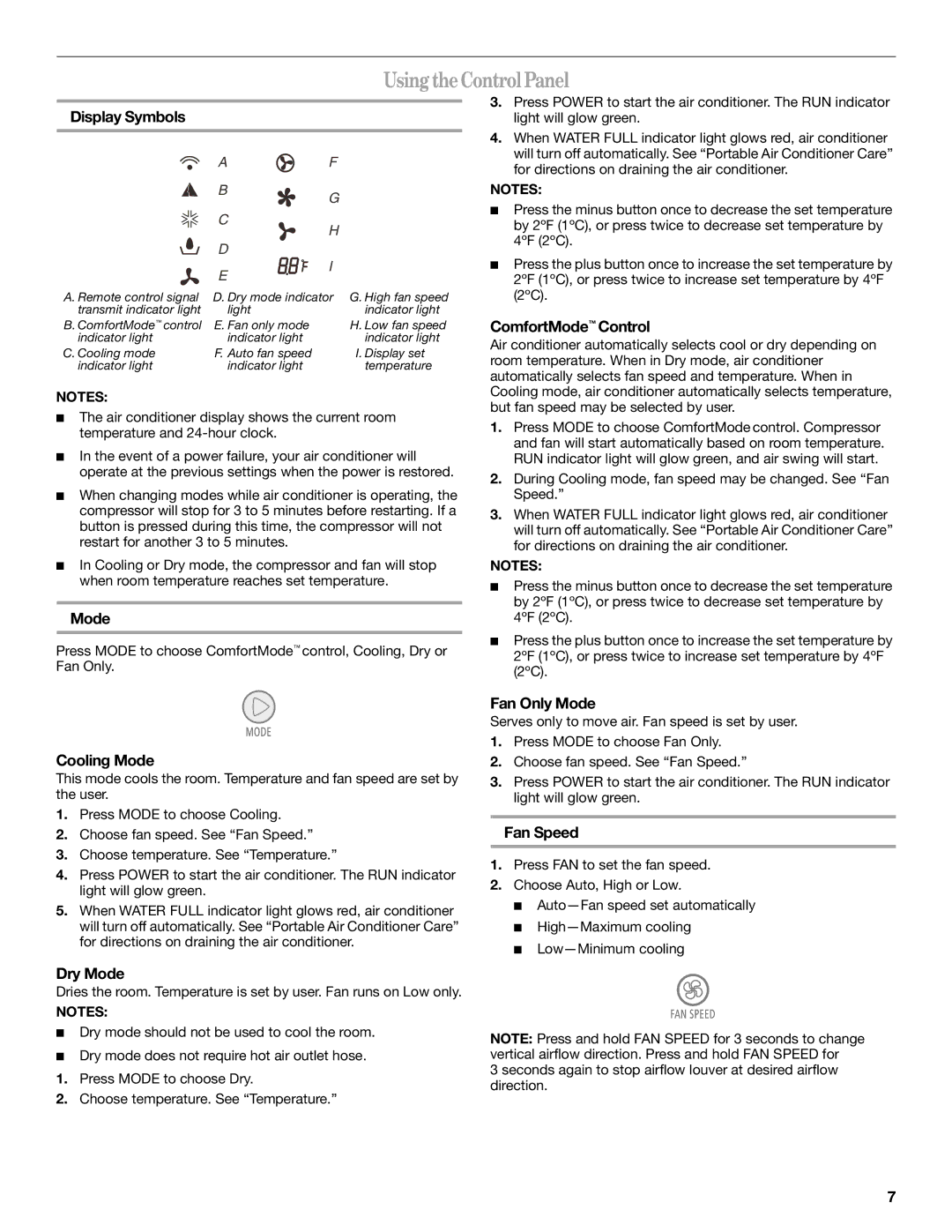 Whirlpool ACP102PR0 manual UsingtheControl Panel 