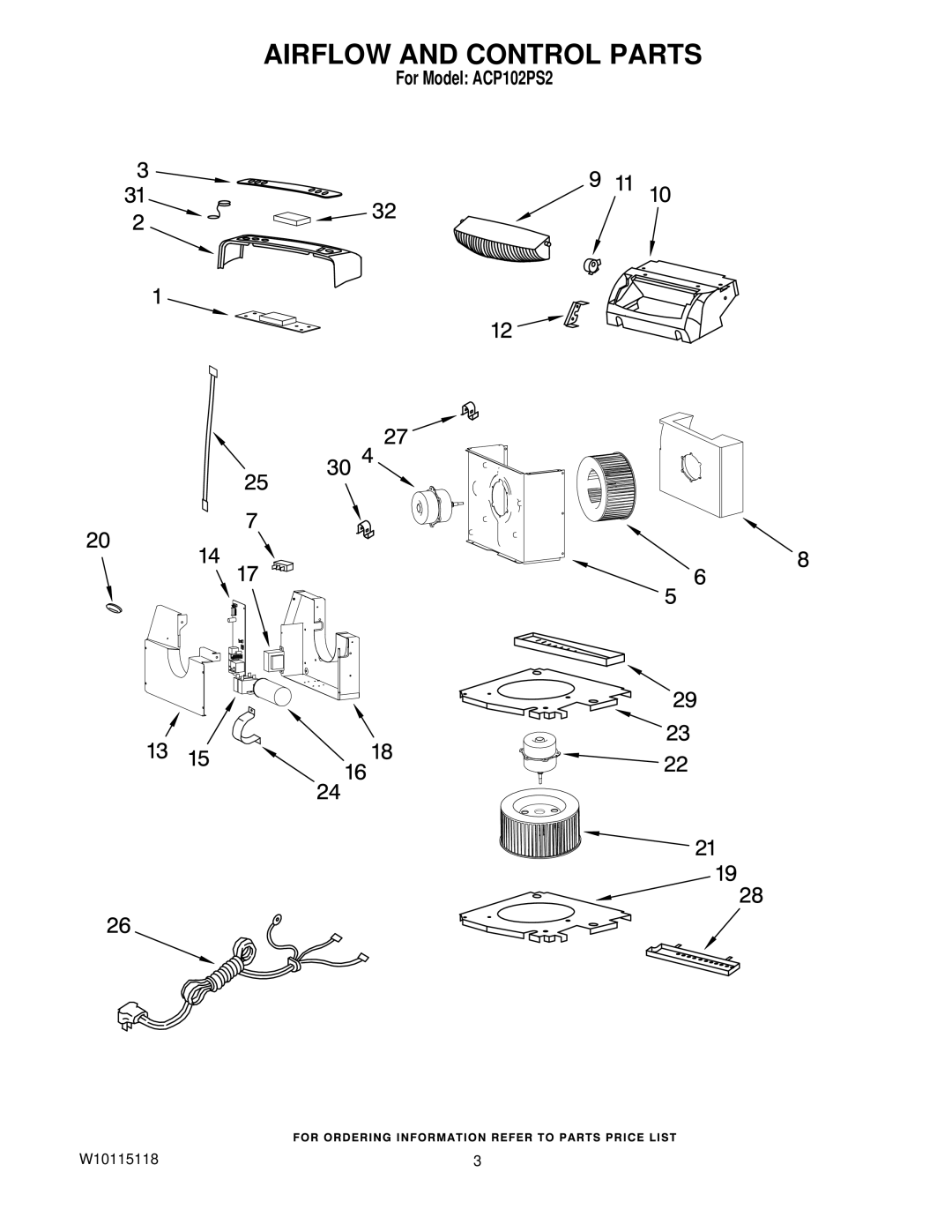 Whirlpool ACP102PS2 manual Airflow and Control Parts 