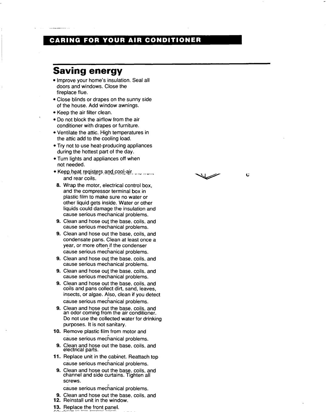 Whirlpool ACQ052 ACQ062 warranty Saving energy 