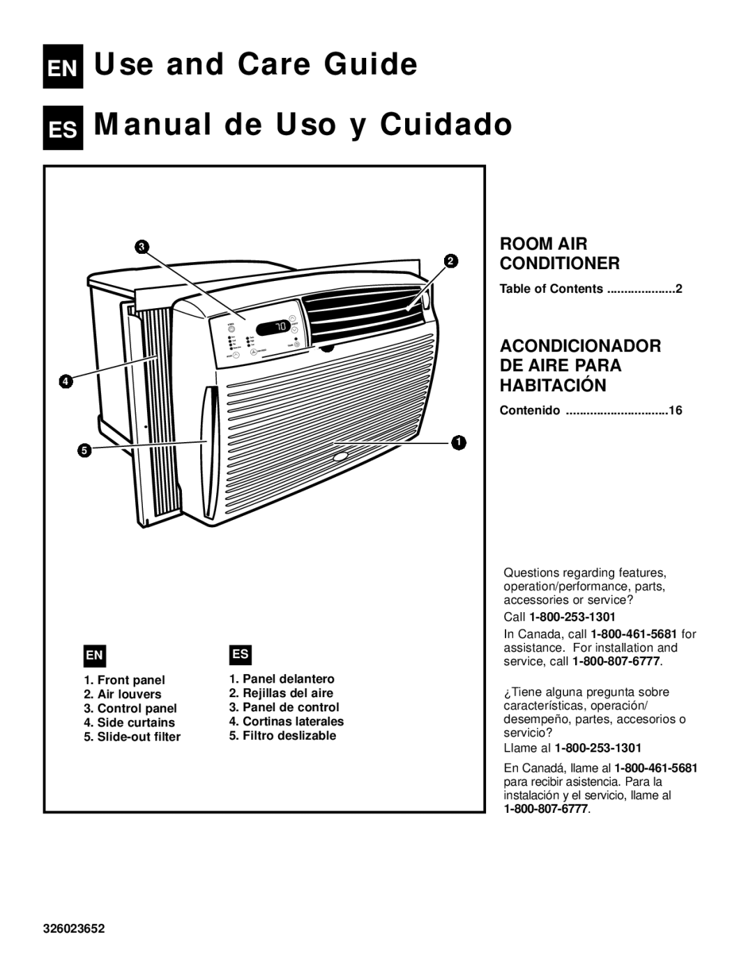 Whirlpool ACQ058MM0 manual EN Use and Care Guide ES Manual de Uso y Cuidado 