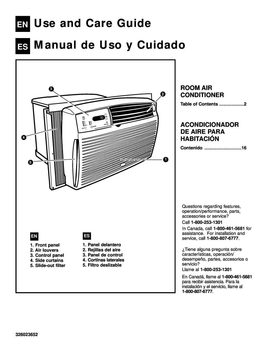 Whirlpool ACQ058MM0 manual EN Use and Care Guide, ES Manual de Uso y Cuidado, Room Air, Conditioner, Acondicionador 