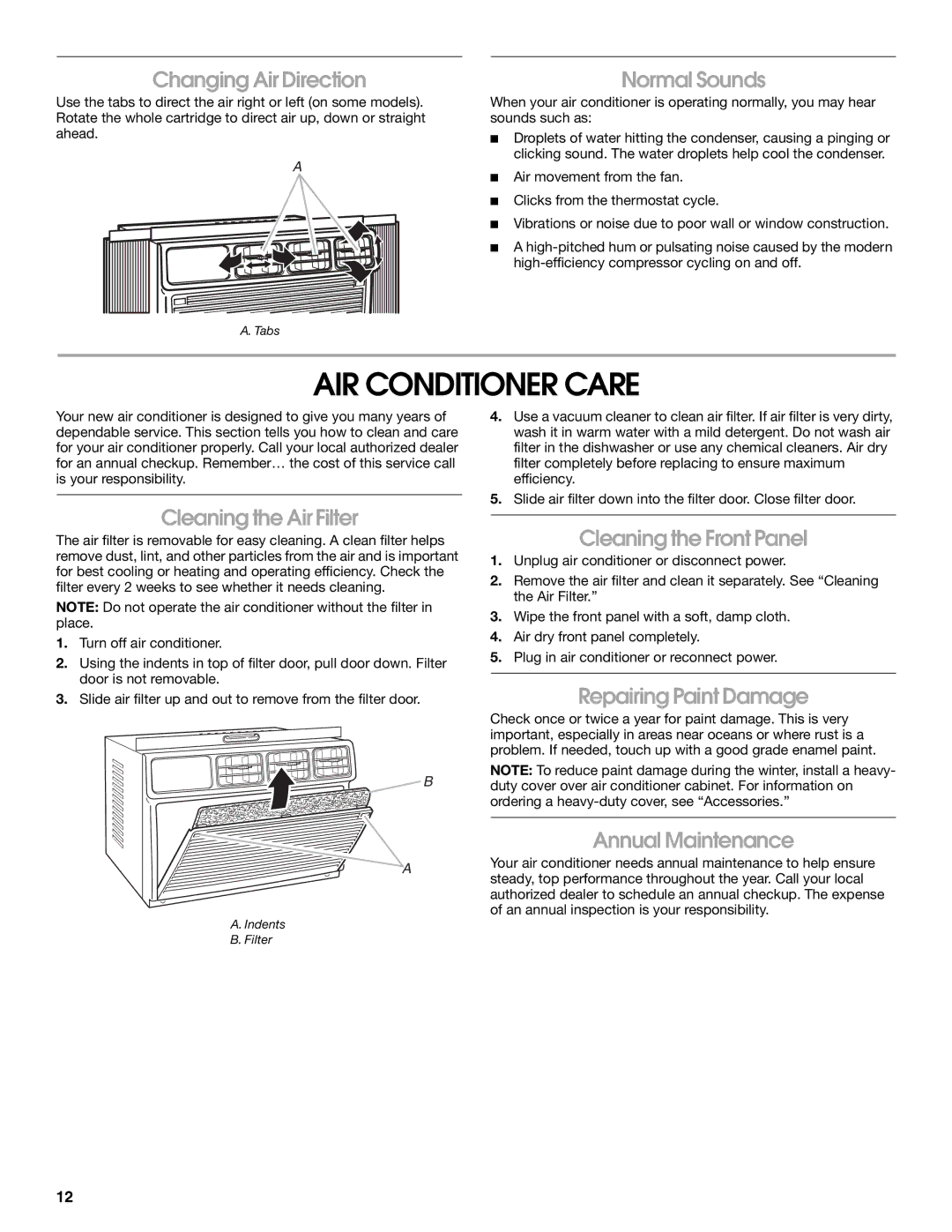 Whirlpool ACQ082XK1 manual AIR Conditioner Care 