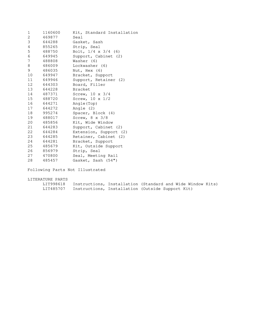 Whirlpool ACQ142XA0 manual Literature Parts 