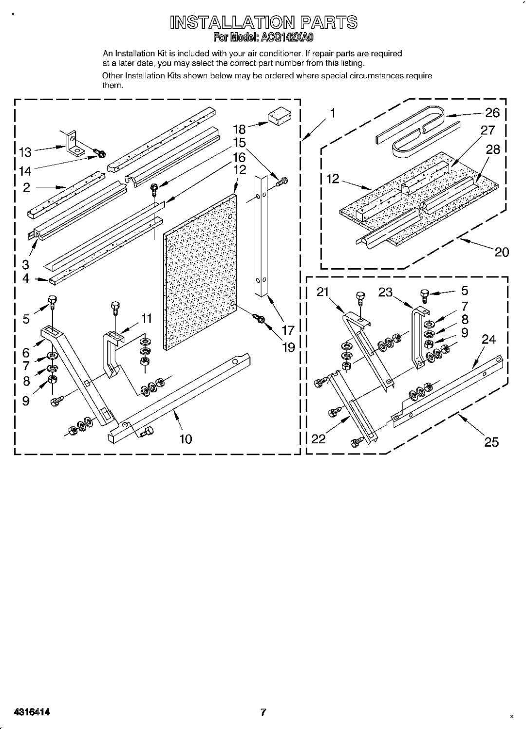 Whirlpool ACQ142XA0 manual 