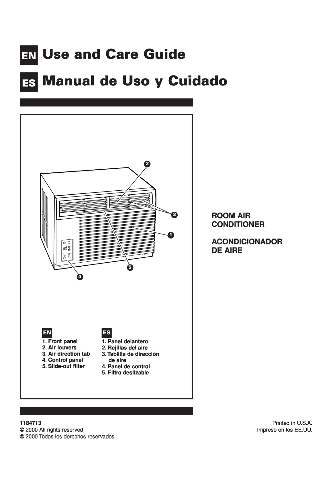 Whirlpool ACQ152XK0 manual Use and Care Guide Manual de Uso y Cuidado, En Es, Room Air Conditioner Acondicionador De Aire 