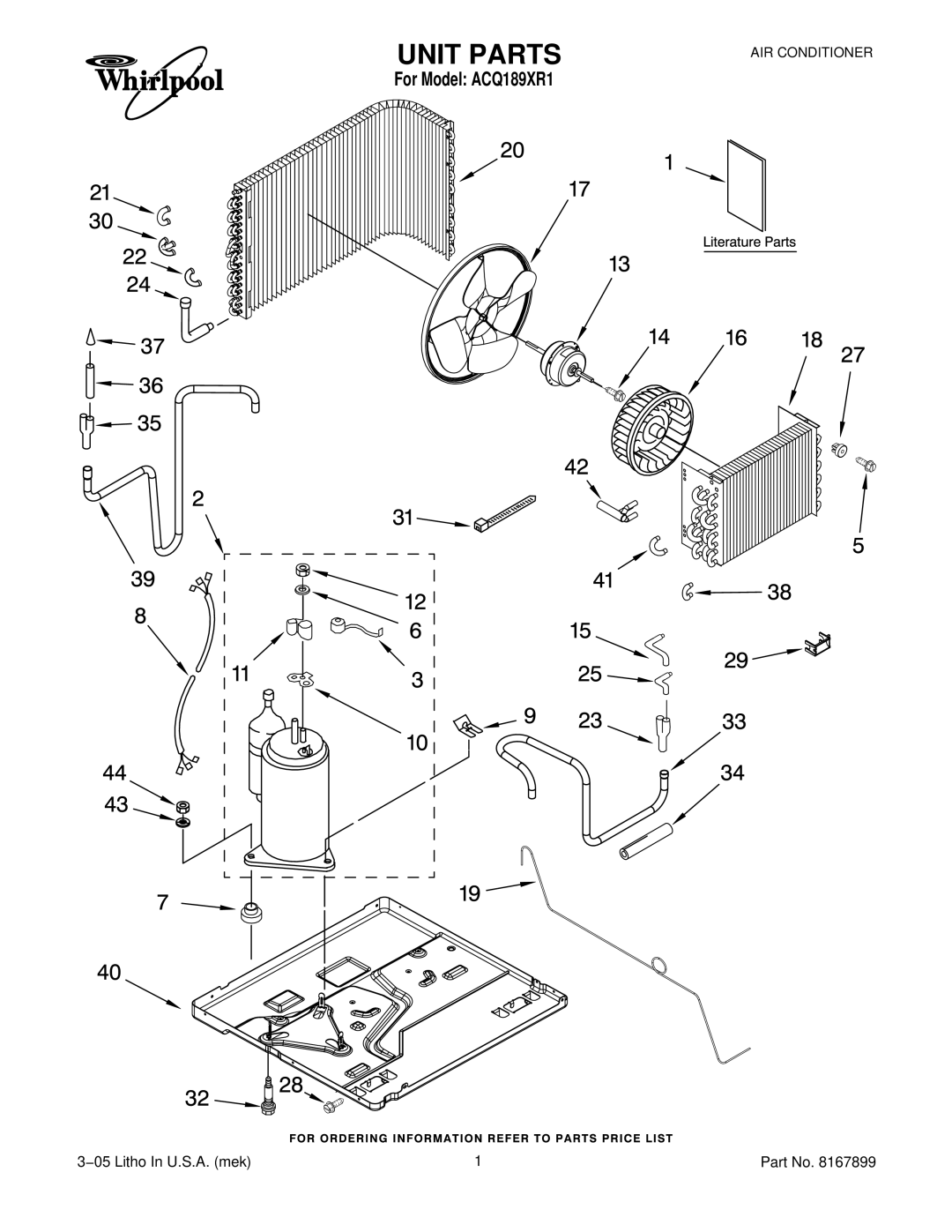 Whirlpool ACQ189XR1 manual Unit Parts 