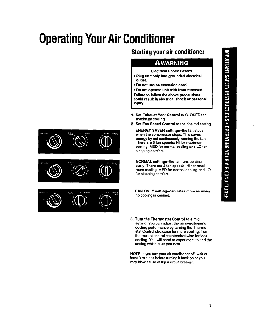 Whirlpool ACQ294, ACQ214, ACQ142, ACQ154, ACQ184, ACQ254 manual Startingyour air conditioner, OperatingYourAirConditioner 