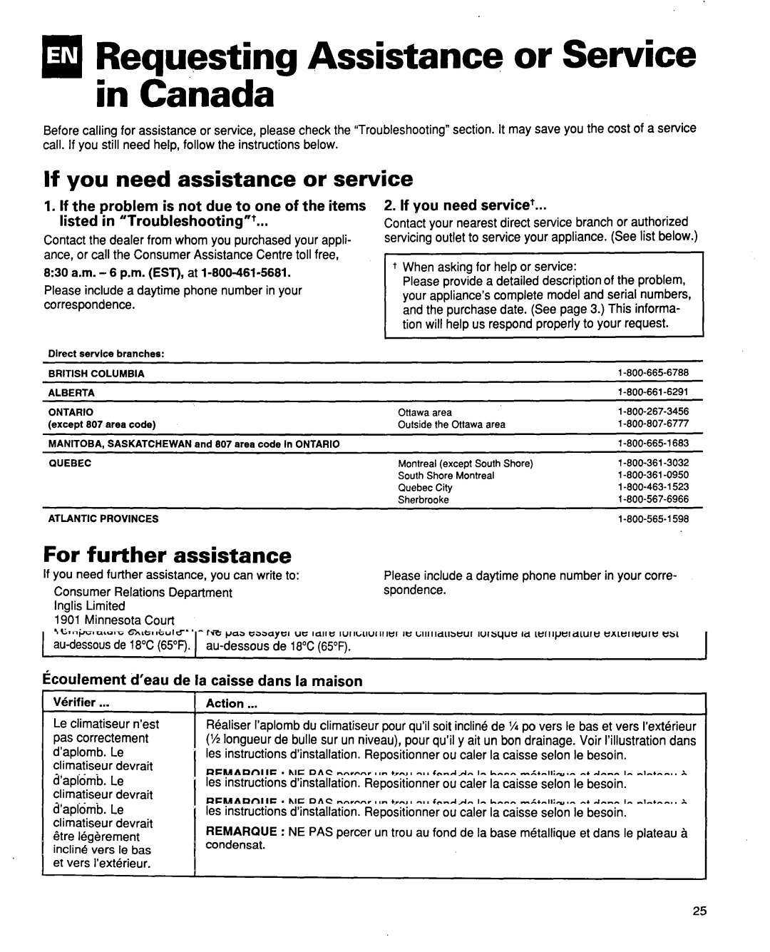 Whirlpool ACQ254XF0 manual If you need assistance or service, For further assistance, If you need service+ 