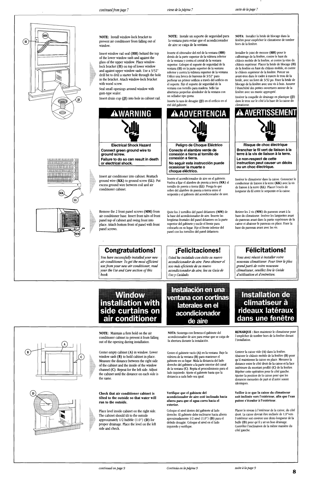 Whirlpool ACQ254XF0 manual Congratulations Ifelicitaciones, FScitations, Frompage7, Vienedelapd@aa7 