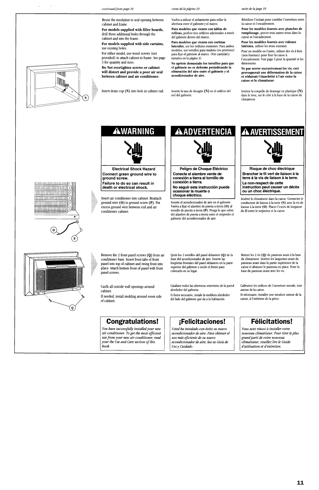 Whirlpool ACQ254XF0 manual Fklicitations, For models supplied with fdler boards, For models supplied with side curtains 