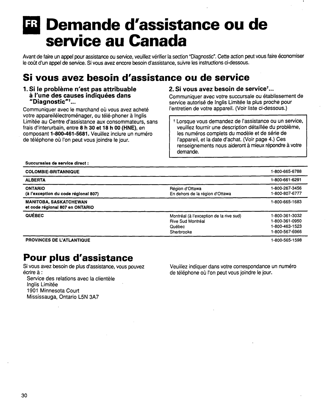 Whirlpool ACQ254XF0 manual HD emande d’assistance ou de sewice au Canada, Si vous avez besoin d’assistance ou de service 