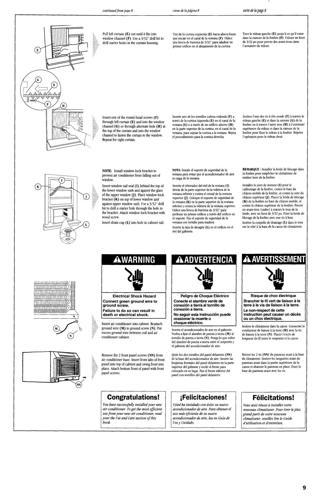 Whirlpool ACQ254XF0 manual I I FdGcitations, Congratulations, ifelicitaciones 